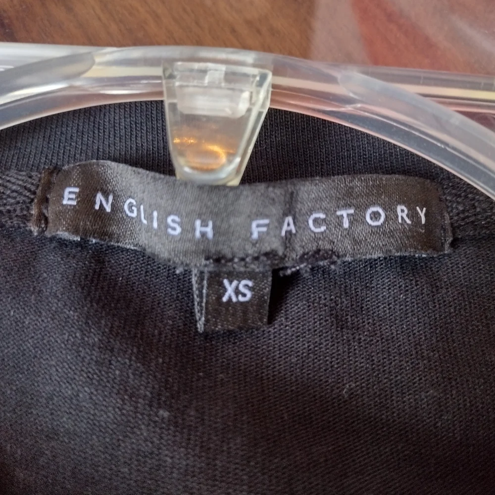 English Factory Mix Media Black Ruffle Sleeve T-Shirt Size XSmall - Picture 5 of 6